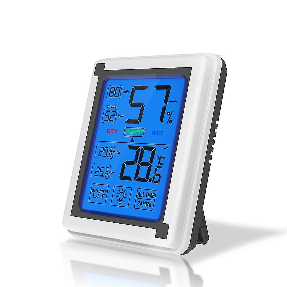 Thermometer Hygrometer With 4 Inch Large Backlight Lcd Touchscreen， Digital Temperature Humidity Monitor  For Nursery Room Greenhouse