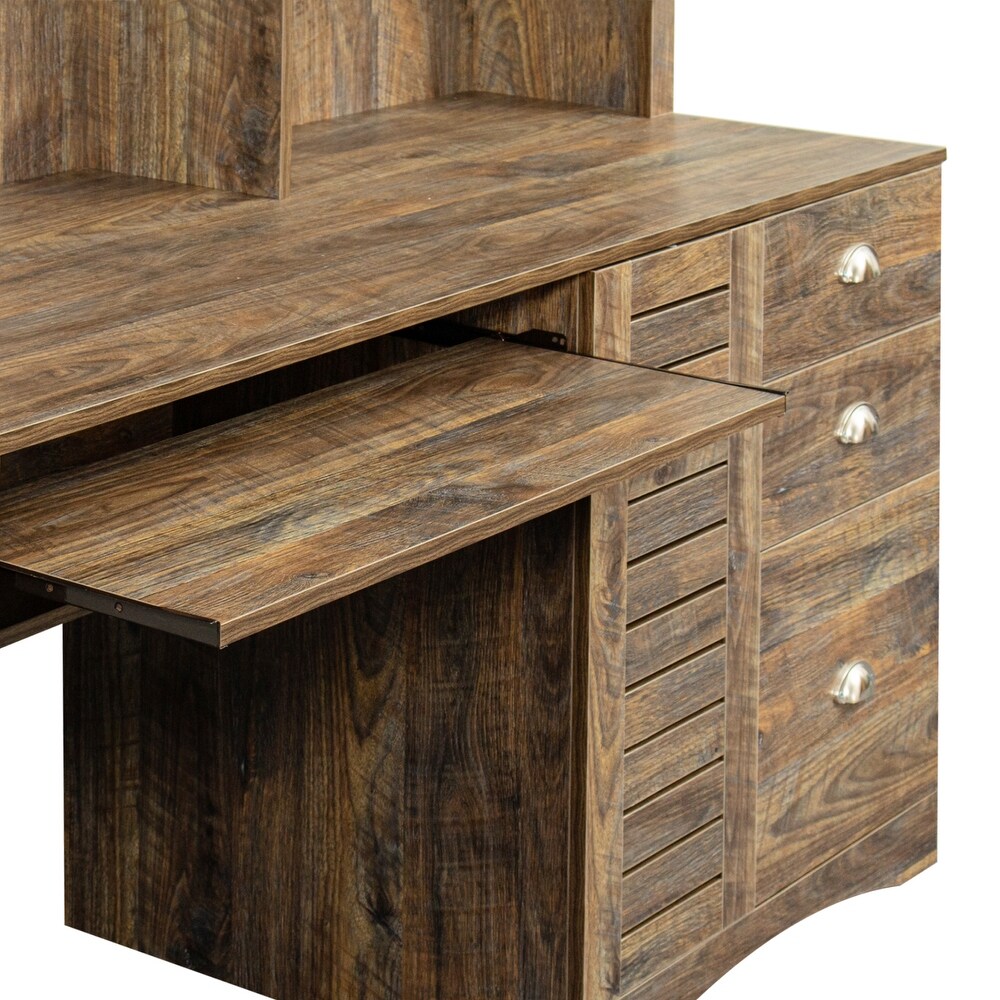 Home Office Wood Computer Desk with Hutch