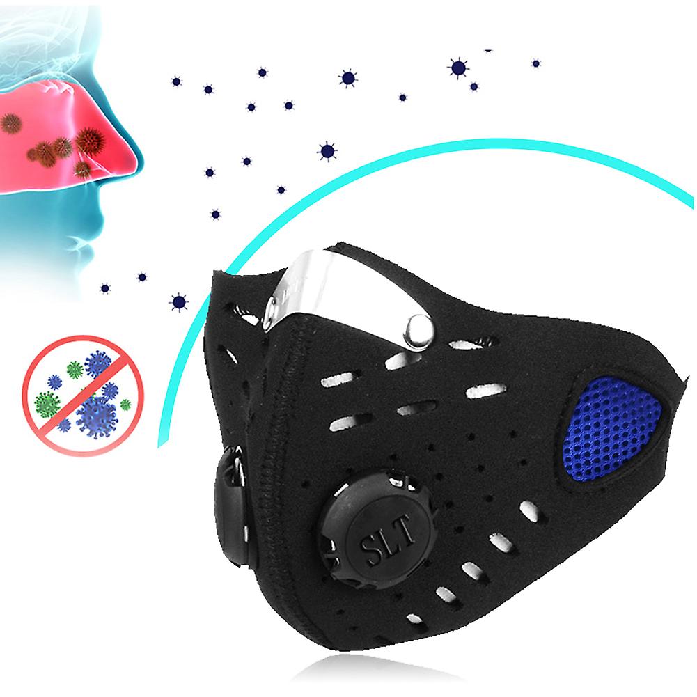 Sport Cycling Activated Carbon Mouth-muffle Replaceable Filter Clip Nose Dustproof Haze Preventionblue