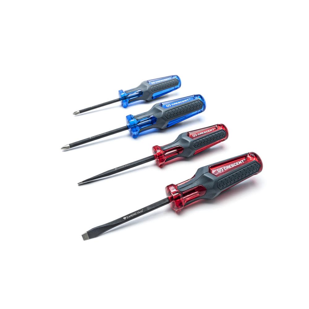 4 Pc. Phillips?/Slotted Co-Molded Diamond Tip Screwdriver Set