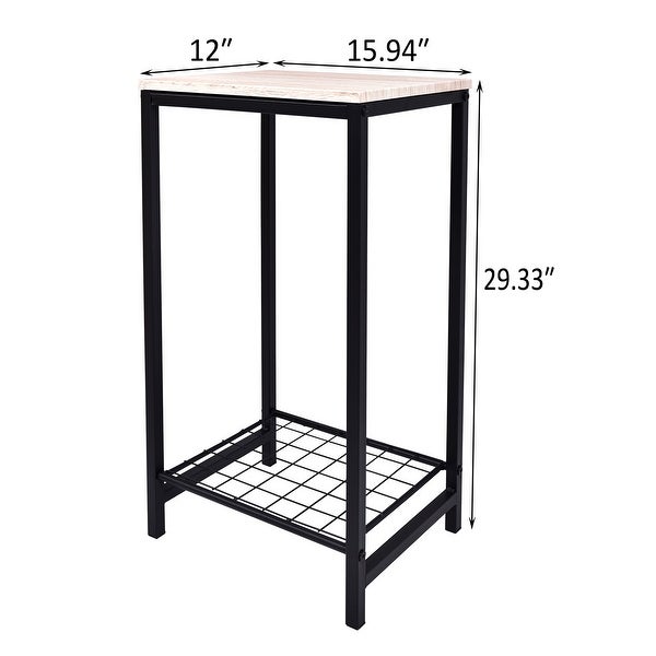 Industrial Side Table Nightstand with Durable Metal Frame