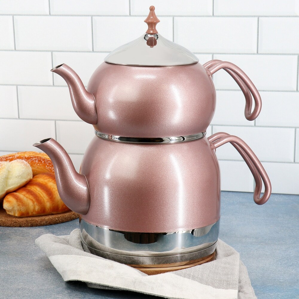 1.1 Liter Tea Pot and 2.4 Liter Kettle Set in Pink