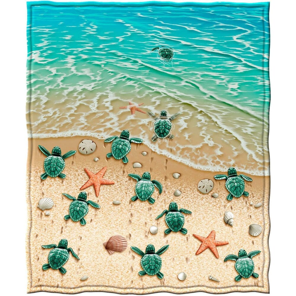 Turtles on the Beach Super Soft Full/Queen Size Plush Fleece Blanket