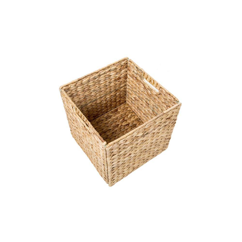 Trademark Innovations 12 in. H x 12 in. W x 12 in. D Natural Tan Hyacinth Cube Storage Bin (4-Pack) BSKT-SQNAT-5X