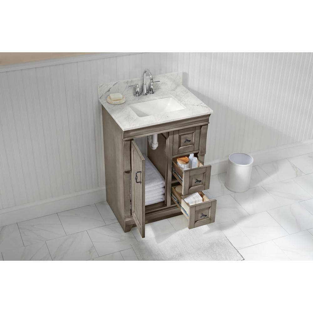 Home Decorators Collection Naples 24 in. W Bath Vanity Cabinet Only in Distressed Grey with Right Hand Drawers NADGA2418D