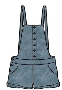 Riverside Denim Short Dungarees - Washed Denim