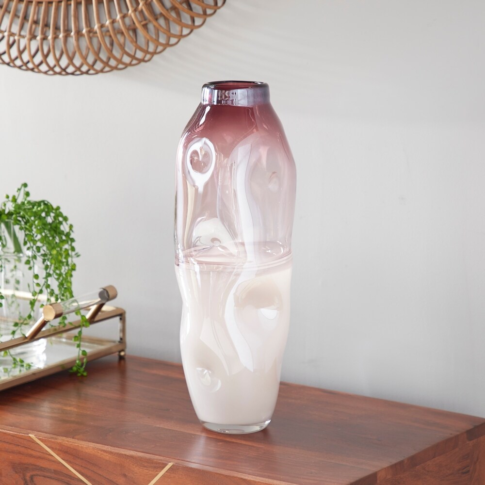 Tall Dimpled Translucent and Pastel Pink Vase 6\