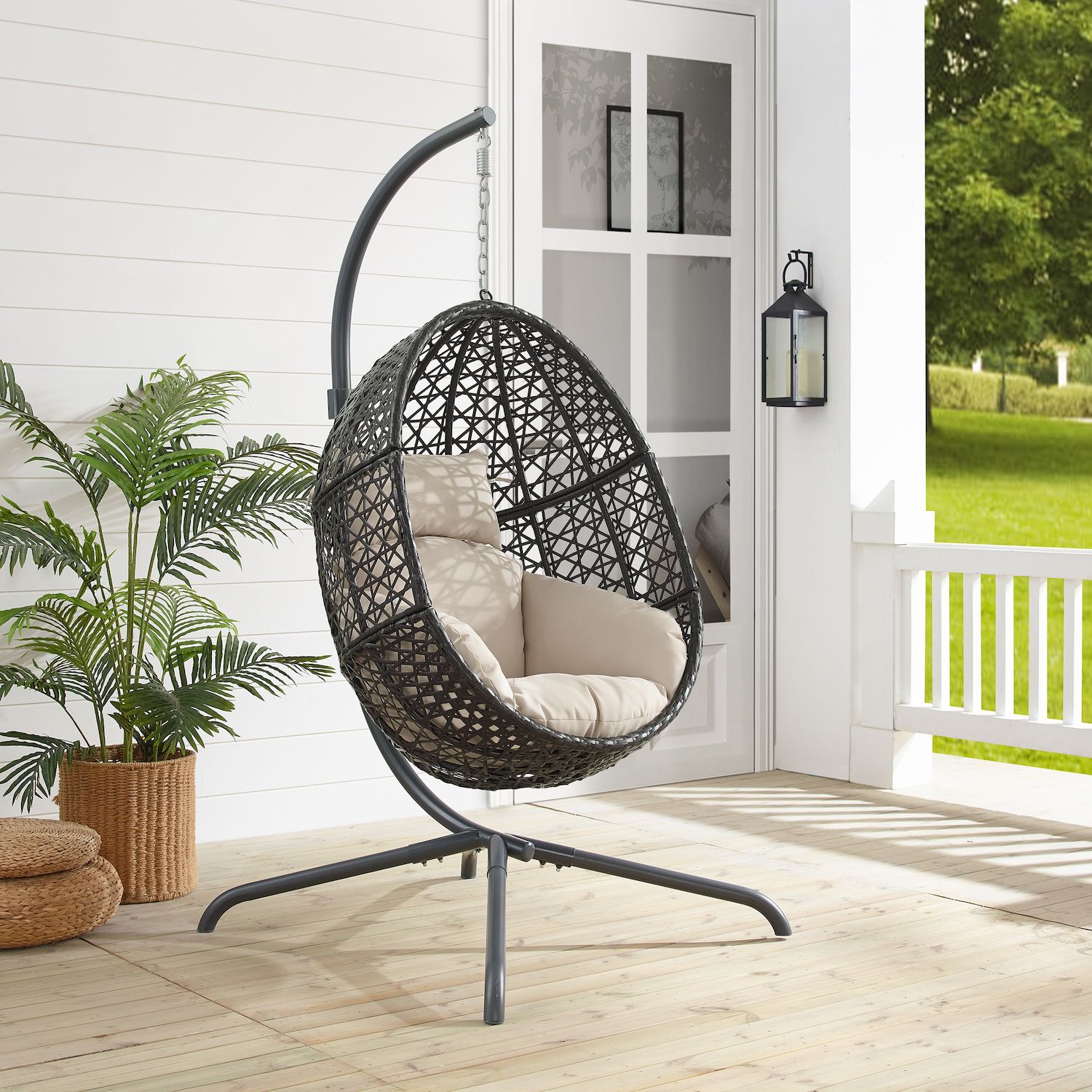 Crosley Calliope Indoor / Outdoor Wicker Hanging Patio Egg Chair