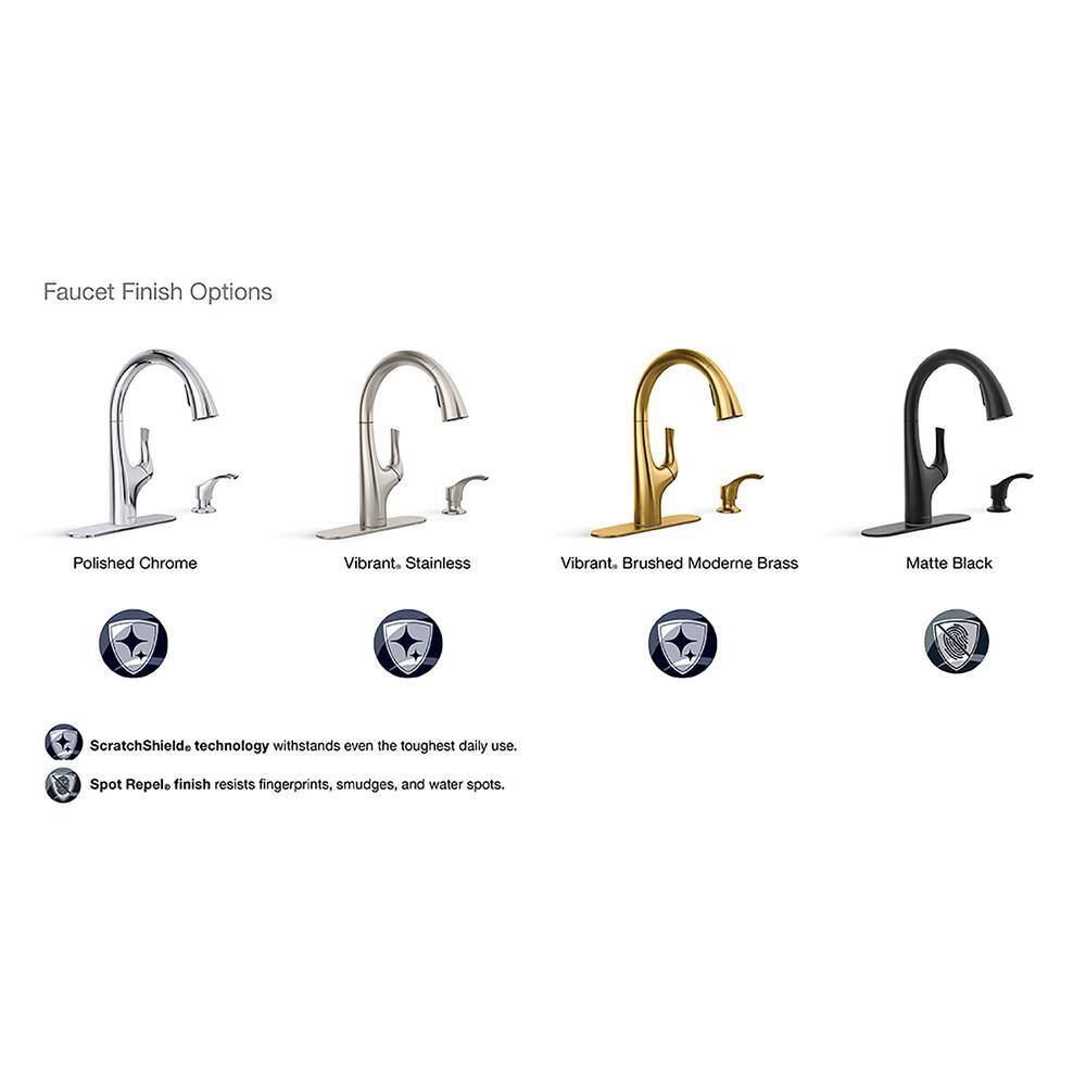 KOHLER Avi Single-Handle Pull Out Sprayer Kitchen Faucet in Matte Black K-R27141-SD-BL