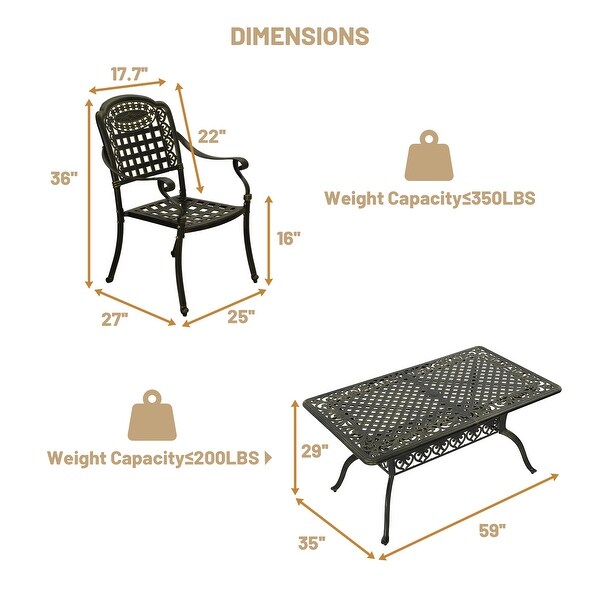 Clihome 7 Piece Outdoor Cast Aluminum Patio Dining Set in Bronze