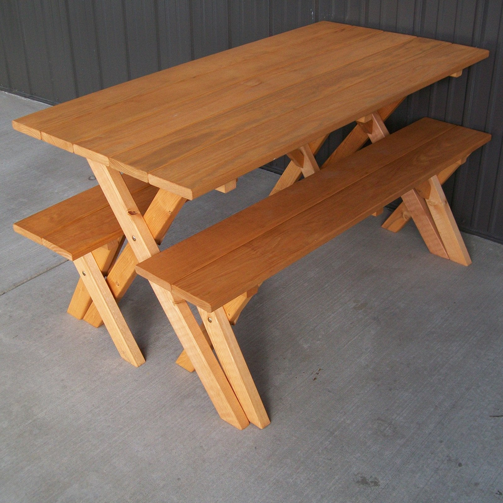 AandL Furniture Wooden Economy Picnic Table， Table Bench Set