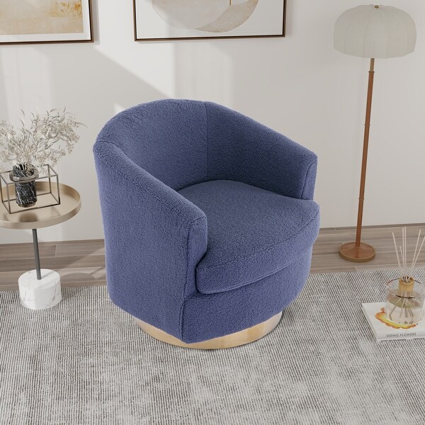 30.7'' Boucle Swivel Accent Barrel Chair Comfy Sofa for Living Room， 360 Degree， Sloped Arm Sofa， Single Cushion Sofa