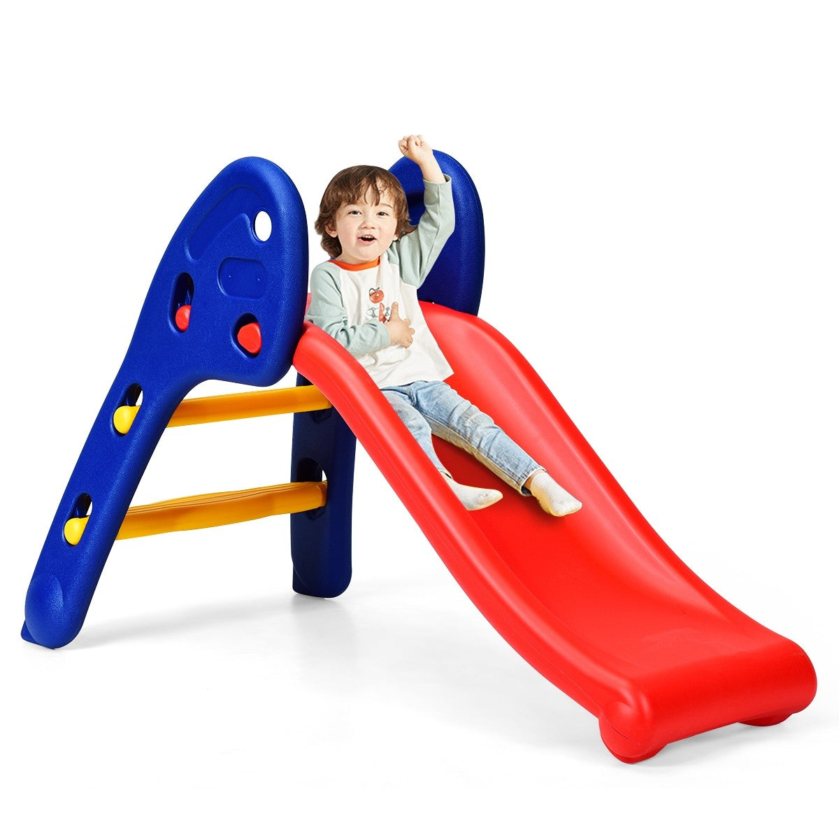 Joy Folding Slide, Indoor First Slide Plastic Play Slide Climber Kids (Ellipse Rail)