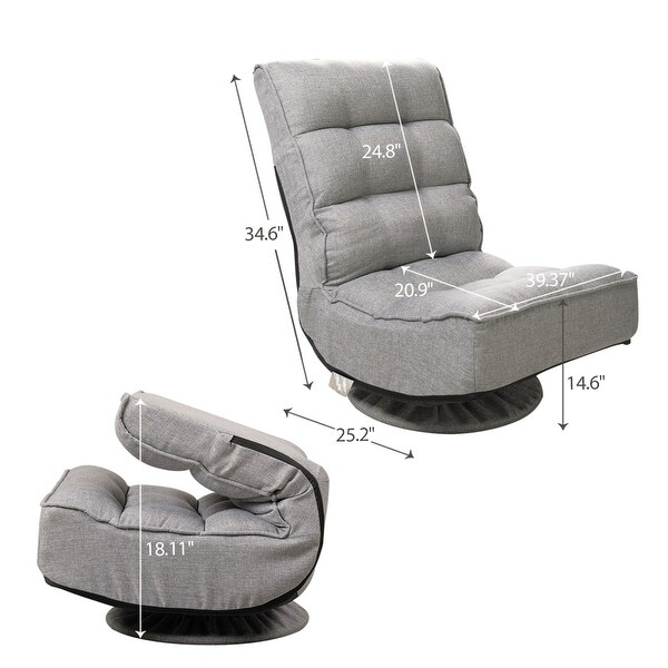 360 Degree Swivel Floor Chair Lazy Sofa Chair Back Support Video Gaming Chair for Reading TV Watching Folding Floor Gaming Chair