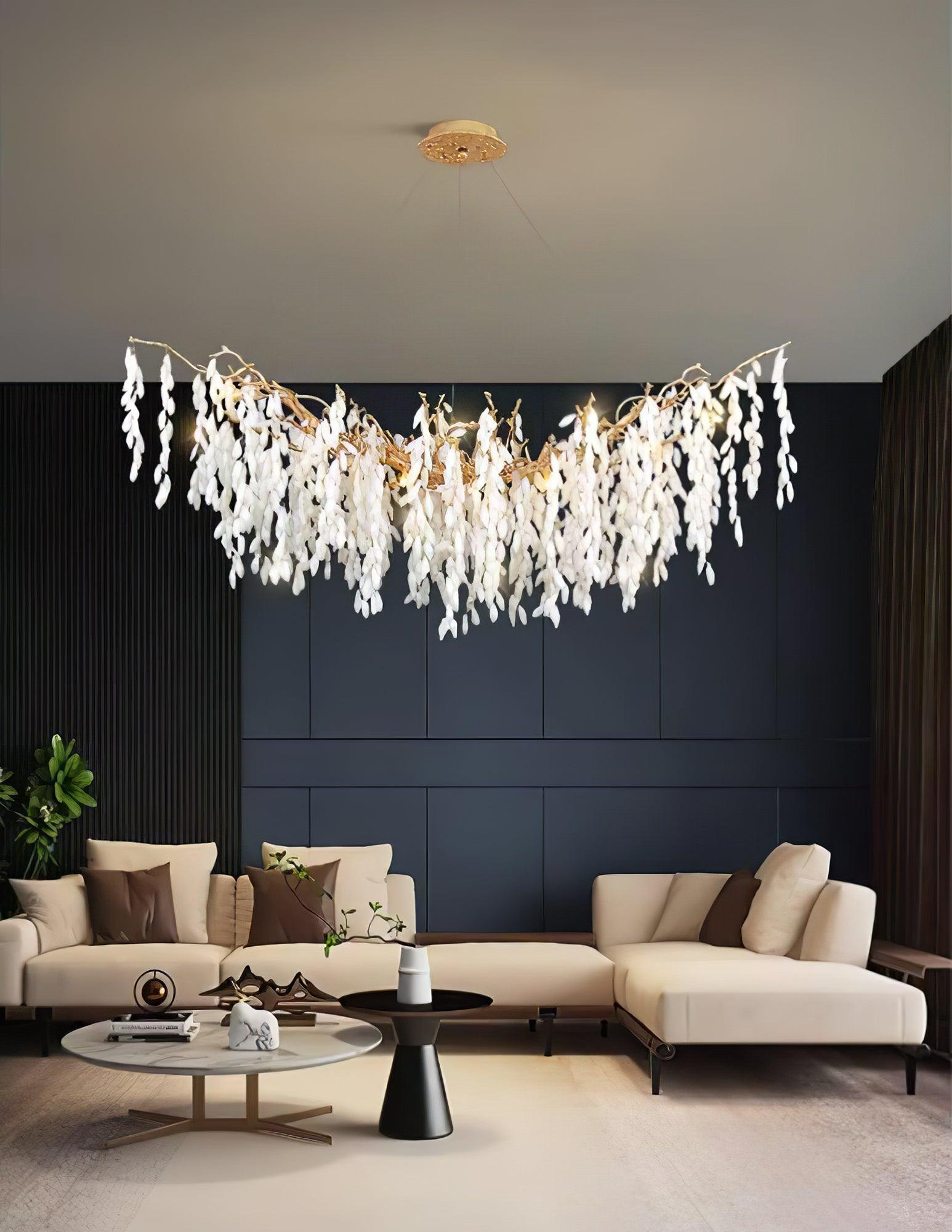 White Jade Branch Brass Chandelier