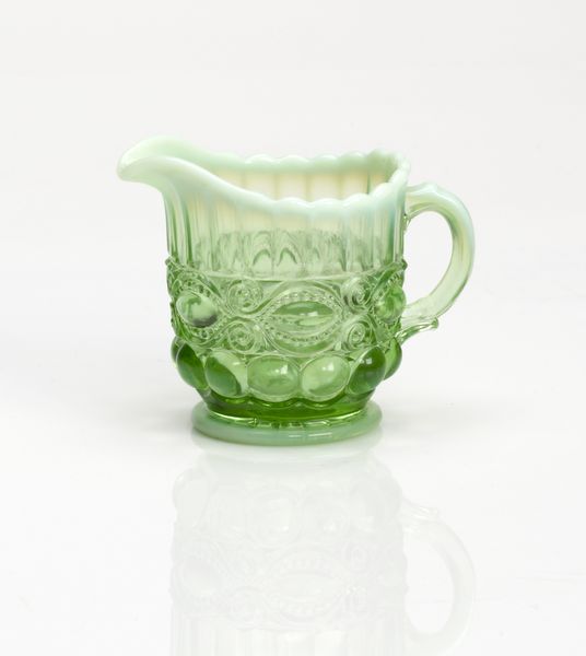 Mosser Glass Eye Winker Opal 2 Handled Sugar Bowl with Lid in Green