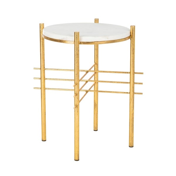 SAFAVIEH Jenesis Round Accent Table - White / Gold - 15.5