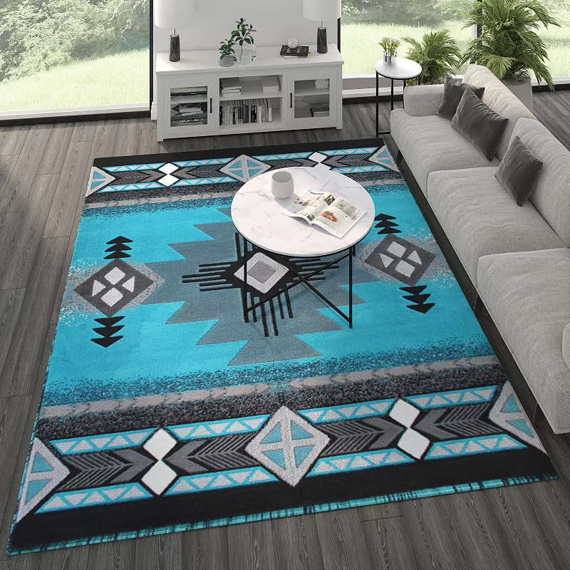 Masada Rugs Masada Rugs 8'x10' Southwest Native American Area Rug - Design C318 Turquoise