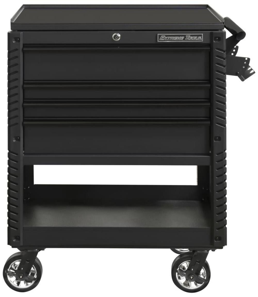 33 4 Drawer Deluxe Tool Cart with Bumpers， Matte Black with Black Drawer Pulls