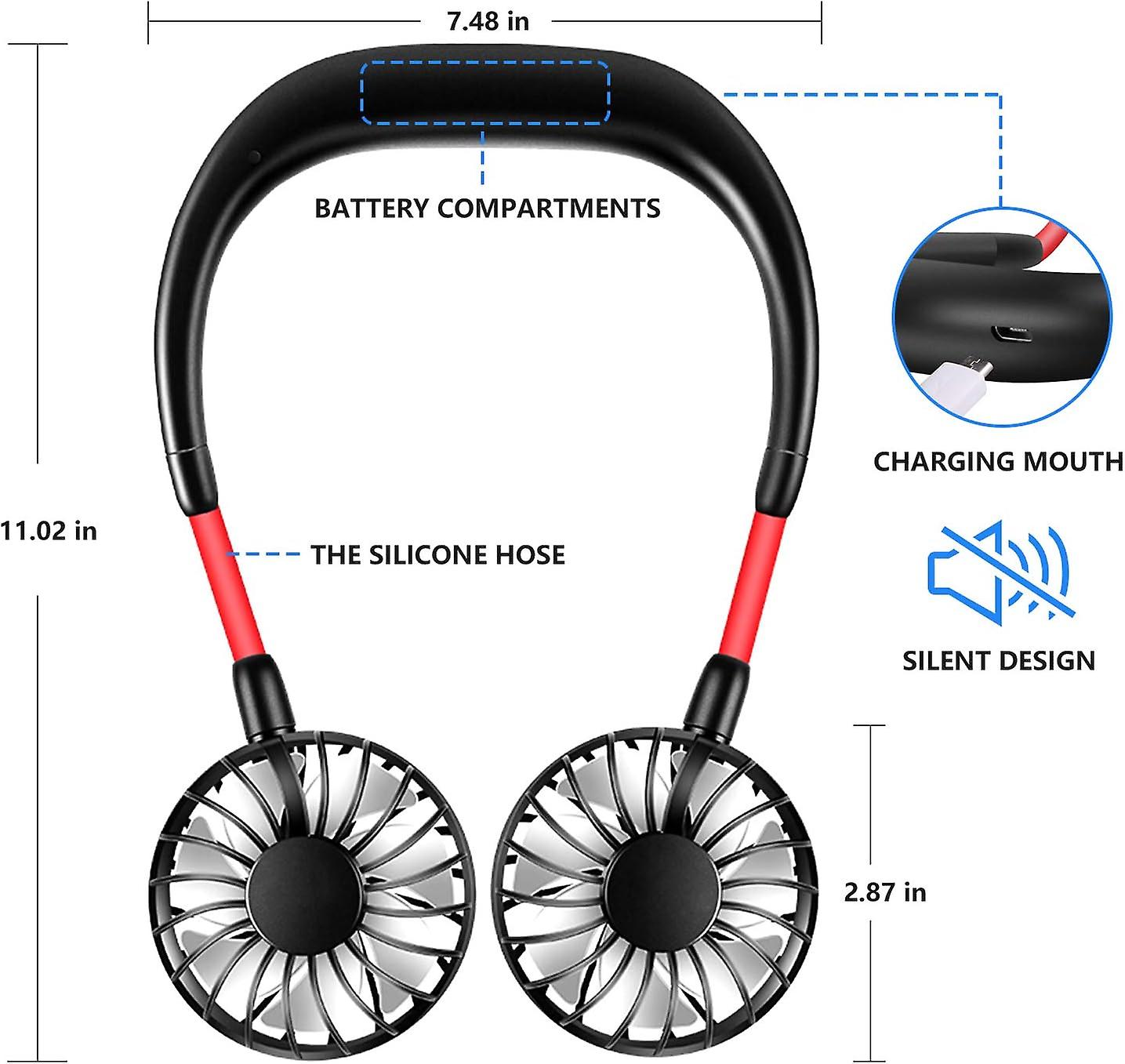 Portable Neck Fan Usb Neck Hang Fan Hand Free Personal Mini Lazy Person Fan 360 Degree Rotation Cooling Handheld Wearable Suitable Fan For Office Hous