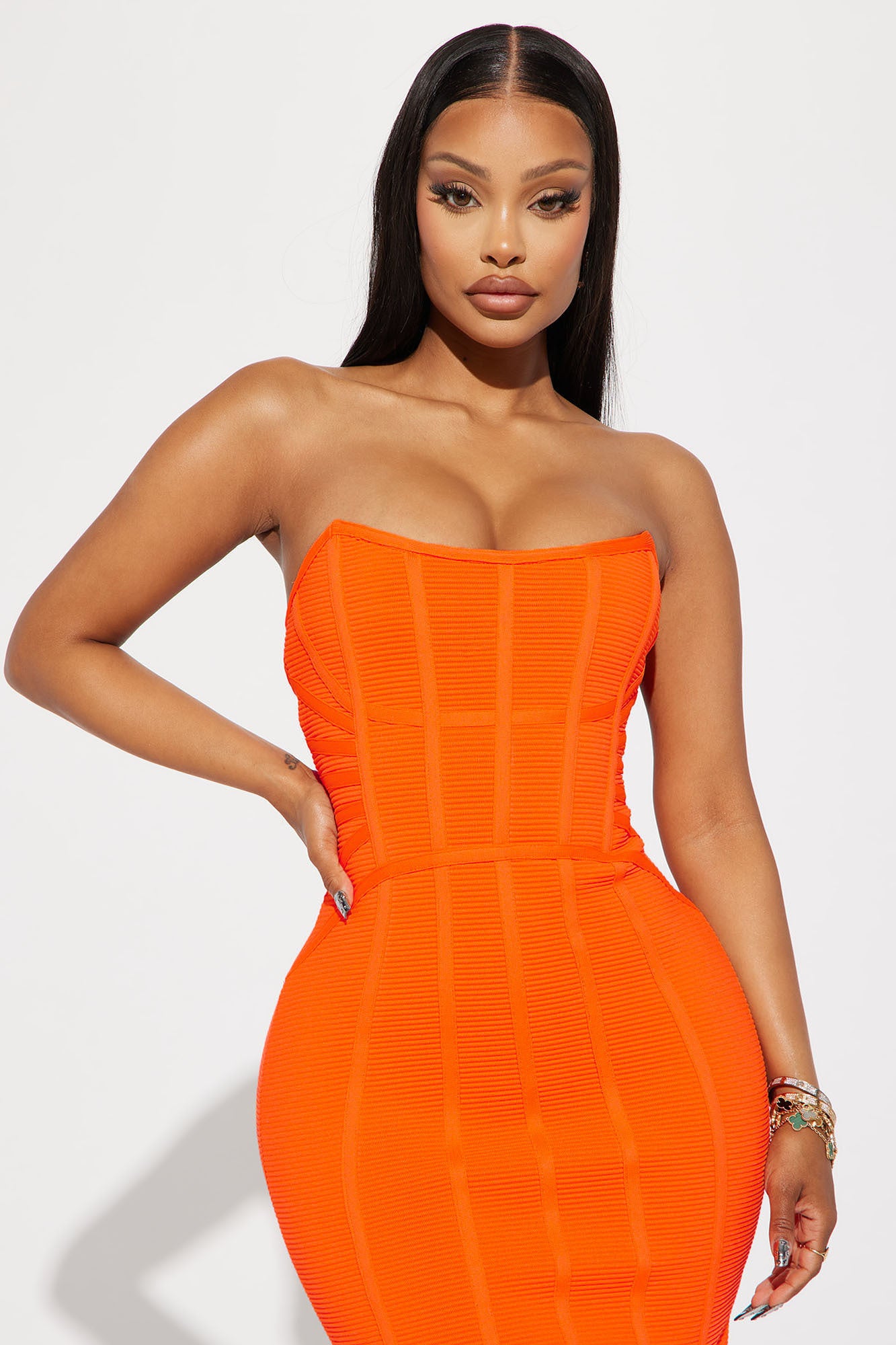 Bangkok Bandage Midi Dress - Orange