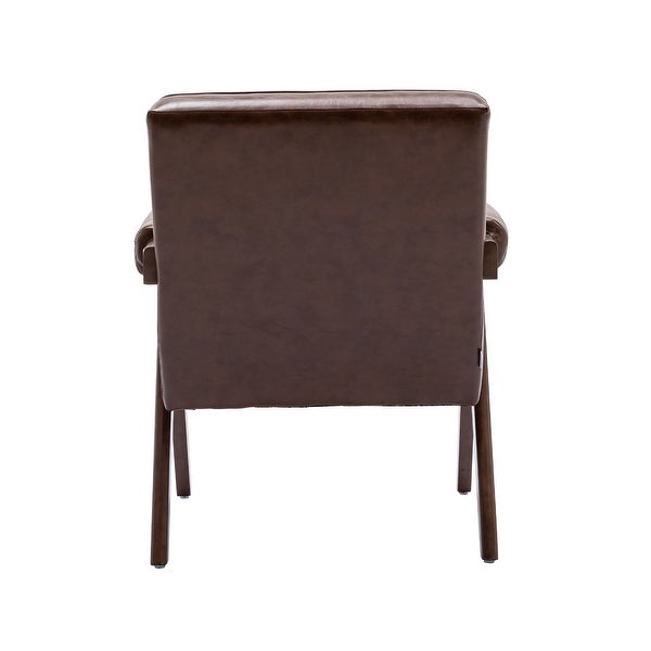 SEYNAR Modern Classic PU Leather Accent Chair with Solid Wooden Legs