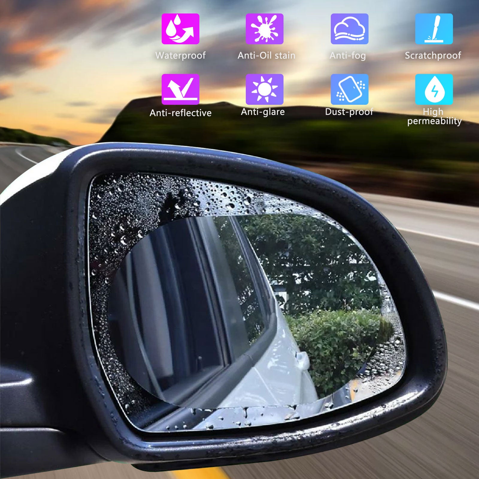 4pcs Car Rearview Mirror Film， EEEkit Car Side View Mirror HD Nano Film， Anti Fog Glare Rainproof Mirror Window Film for Car Side Mirrors Windows， Protective Film Sticker Drive Safely for Cars