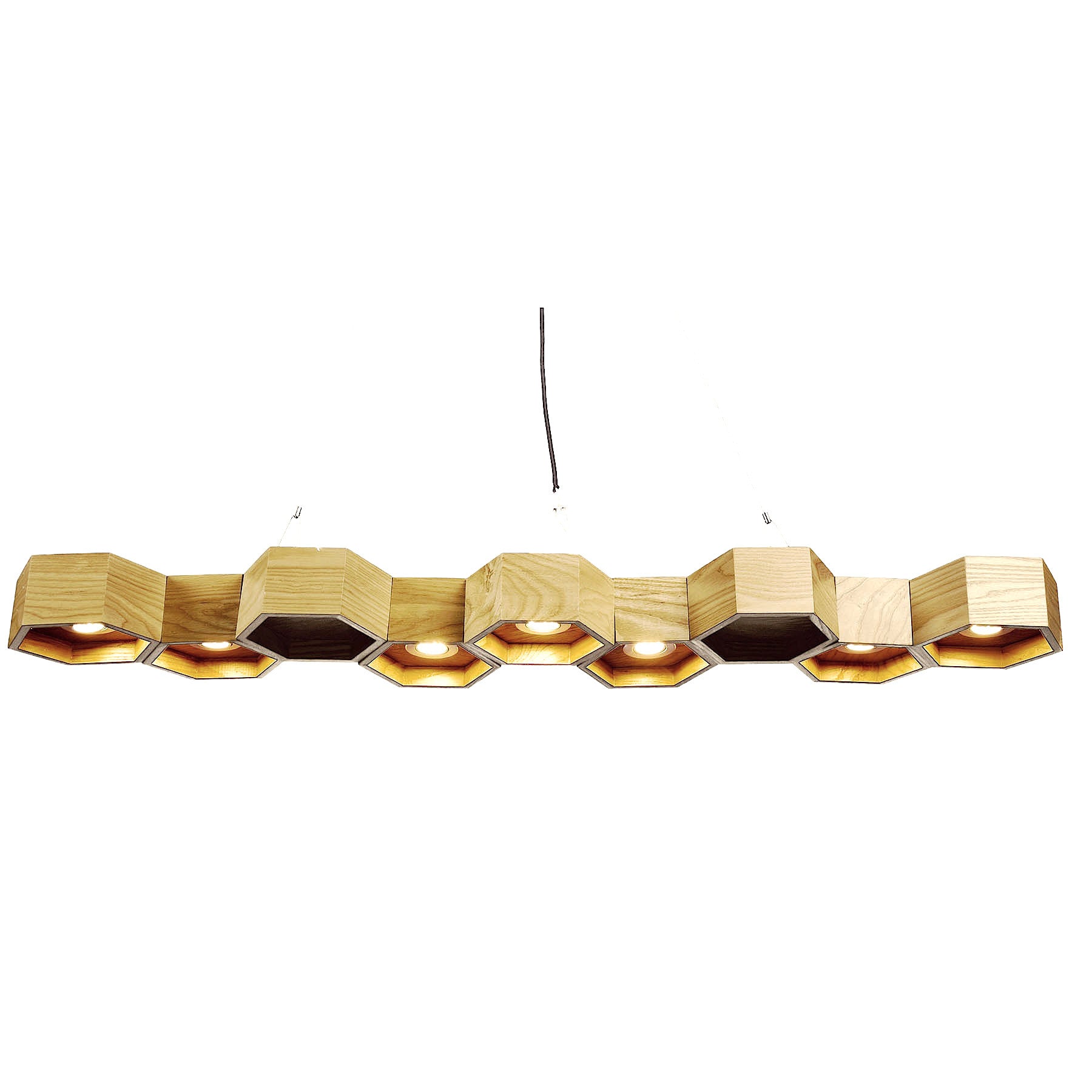 Honeycomb Solid Wood Pendant Lamp With Led Bulbs Bp0687-9N