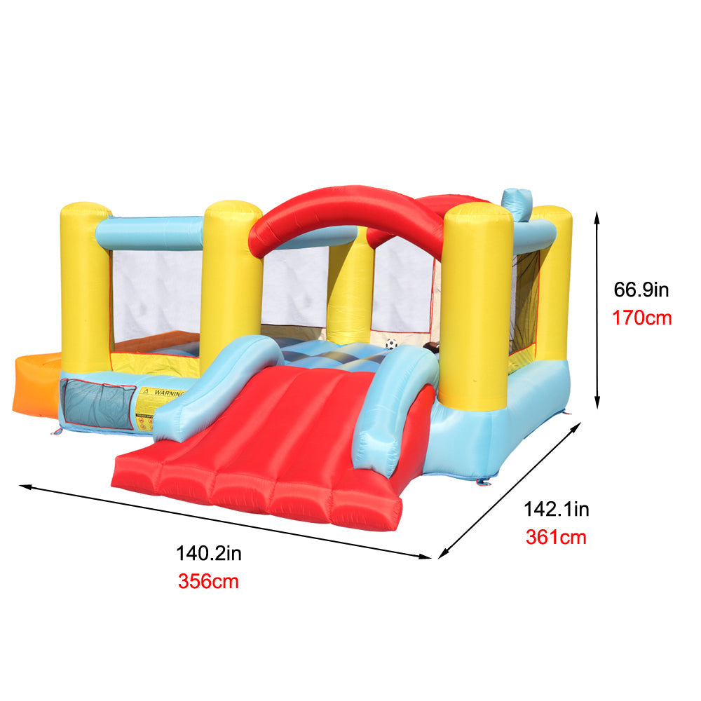 Children's inflatable bouncing house castle, 420D Oxford cloth PVC without fan Large trampoline + ball frame + rest table bouncy castle