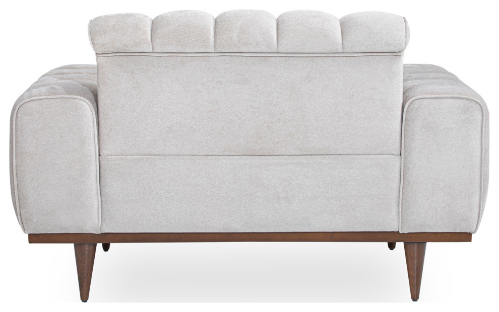 Michael Amini Balboa 3 Piece Living Room Set   Chenille Shell/Warm Walnut   Midcentury   Living Room Furniture Sets   by Michael Amini  Houzz