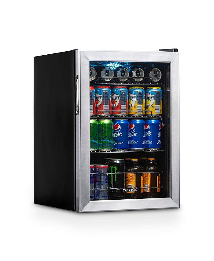 Newair 90 Can Freestanding Beverage Fridge in Stainless Steel Compact with Adjustable Shelves