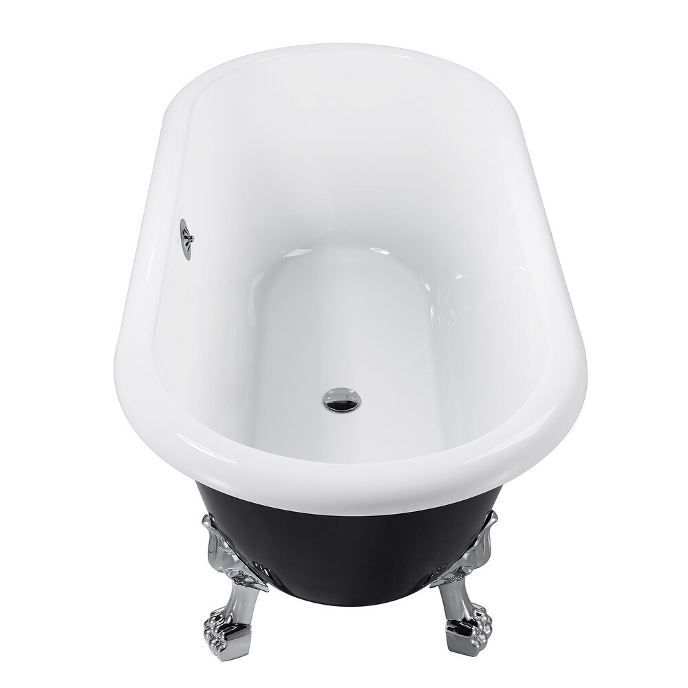 GIVINGTREE 59 in. Traditional Acrylic Clawfoot Bathtub Roll Top Bathtub in Black Soaking Tub with Drain