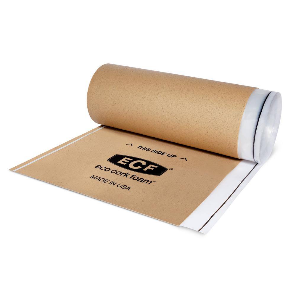 Eco Cork Foam 300 sq. ft. 3 ft. x 100 ft. x3.2mm Waterproof Premium Plus 10-in-1 Underlayment-Vinyl Plank Laminate Engineered Wood 2200000227