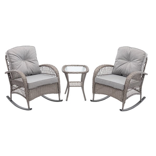 3pcs Outdoor Furniture Modern Wicker rocking chair set - Overstock - 37253099