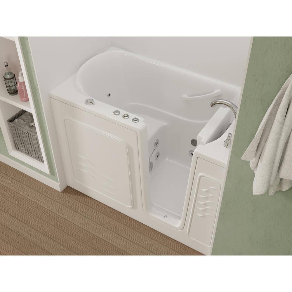 Universal Tubs HD Series 53 in. Right Drain Quick Fill Walk-In Whirlpool Bath Tub with Powered Fast Drain in White HD3053RWH