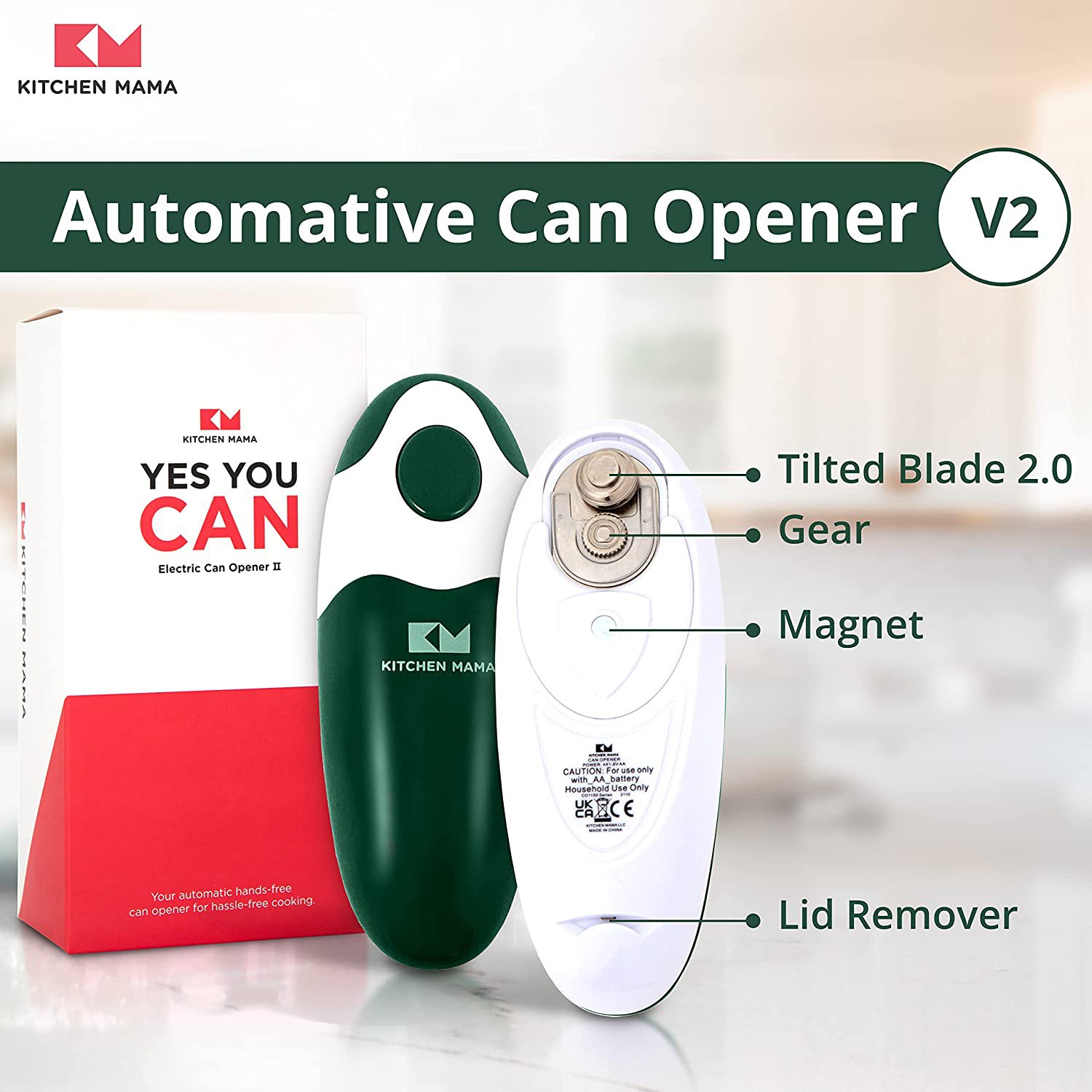 Kitchen Mama Electric Can Opener V2 - Alpine Green