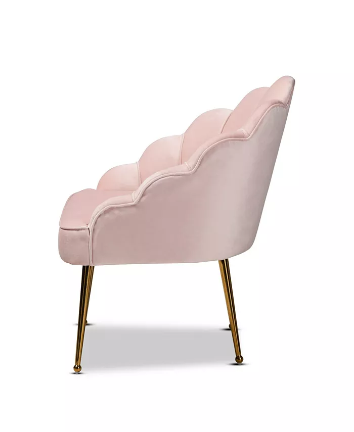 Furniture Furniture Cinzia Glam and Luxe Upholstered Seashell Shaped Accent Chair