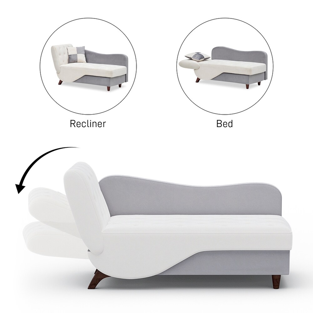 Ouyessir Upholstered Storage Chaise Lounge Chair with Left Armrest   Lumbar Pillow