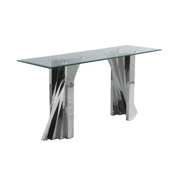 Best Quality Furniture Modern Glass End Table w/ Spiral Base - Console Table