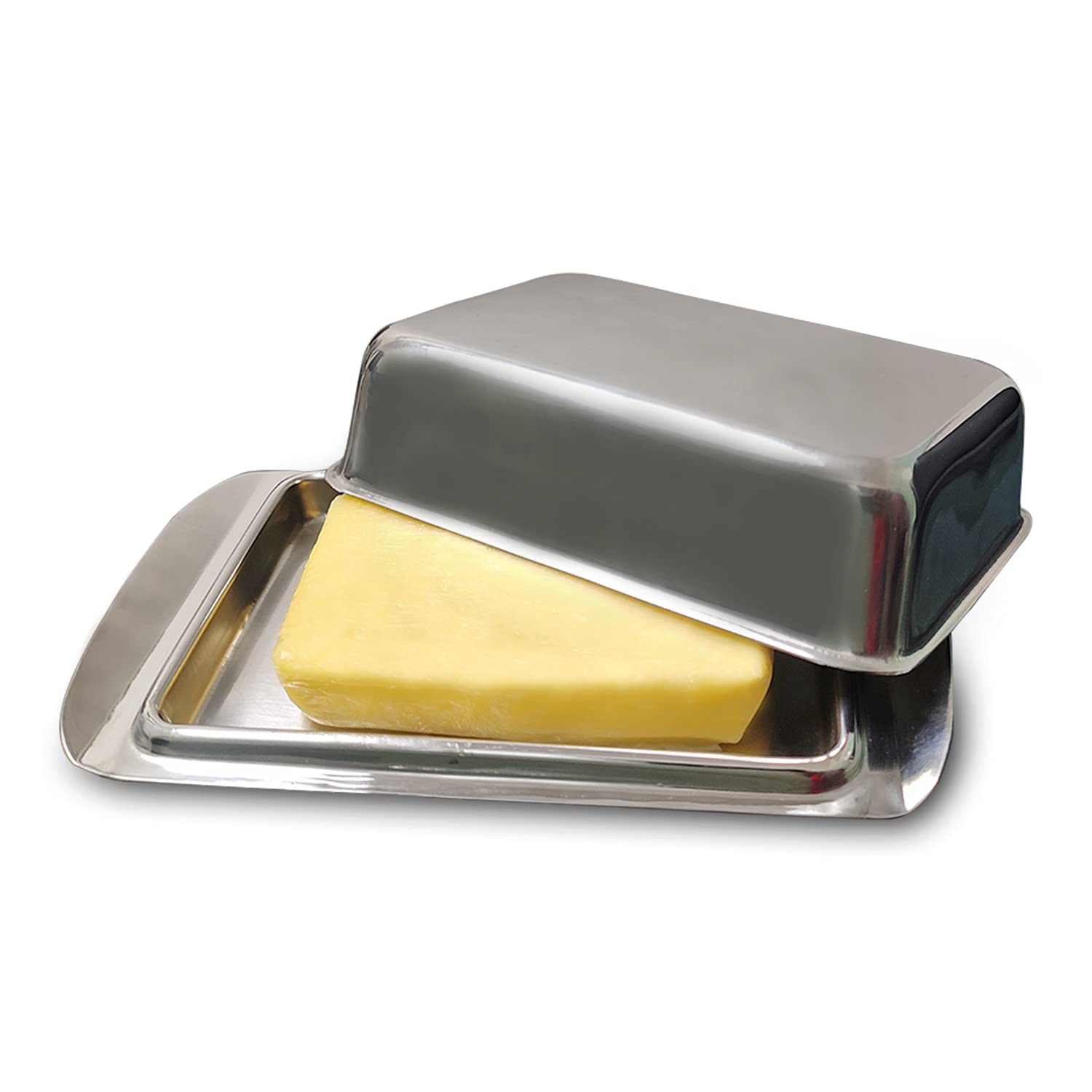 diollo Stainless Steel Classic Covered Butter Holder Dish with Lid