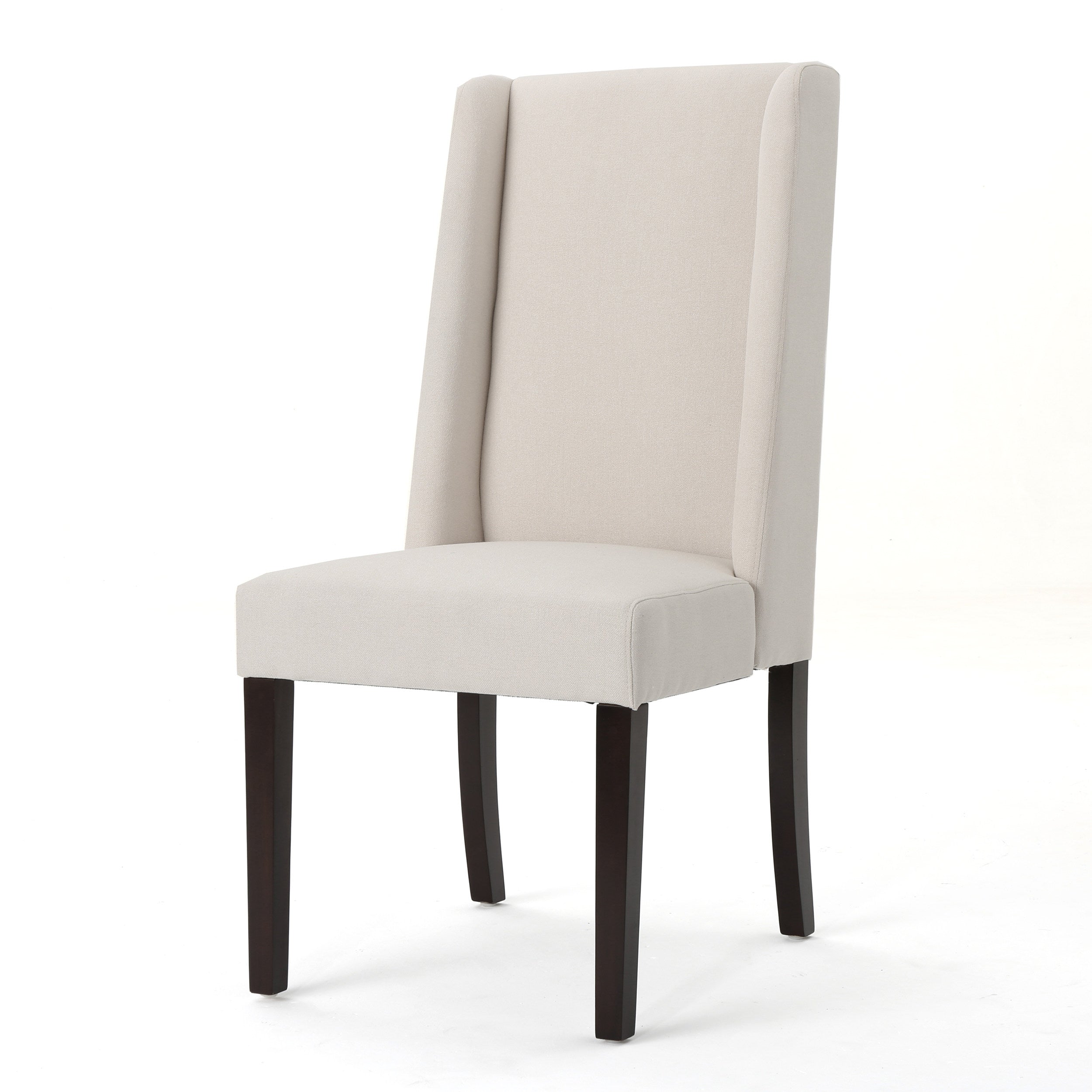 GDF Studio Cline Indoor Contemporary Fabric Wingback Dining Chair (Set of 2)， Ivory and Brown