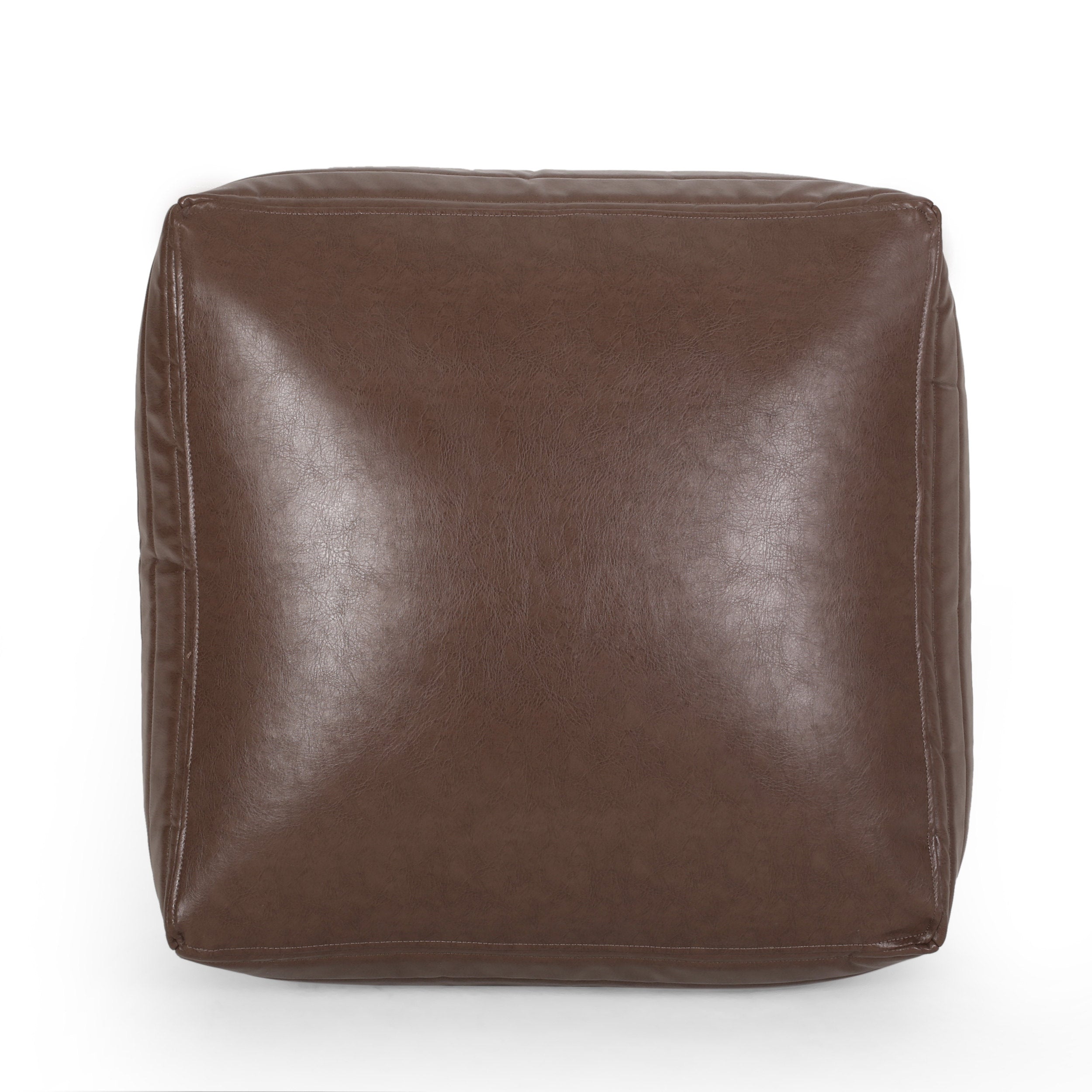 Conrail Contemporary Faux Leather Channel Stitch Pouf