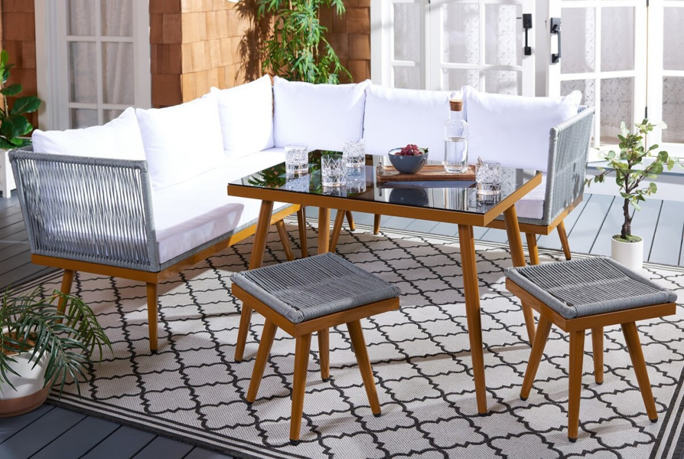 Safavieh Romlin Outdoor Dining Set   Beach Style   Outdoor Dining Sets   by Safavieh  Houzz