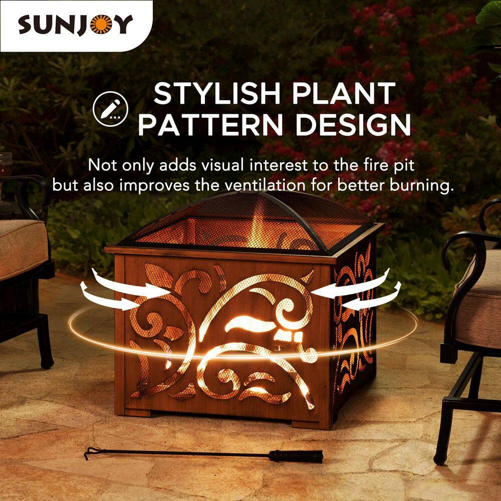 Sunjoy Ventura 26 in. Square Steel Wood Burning Firepit A301016900