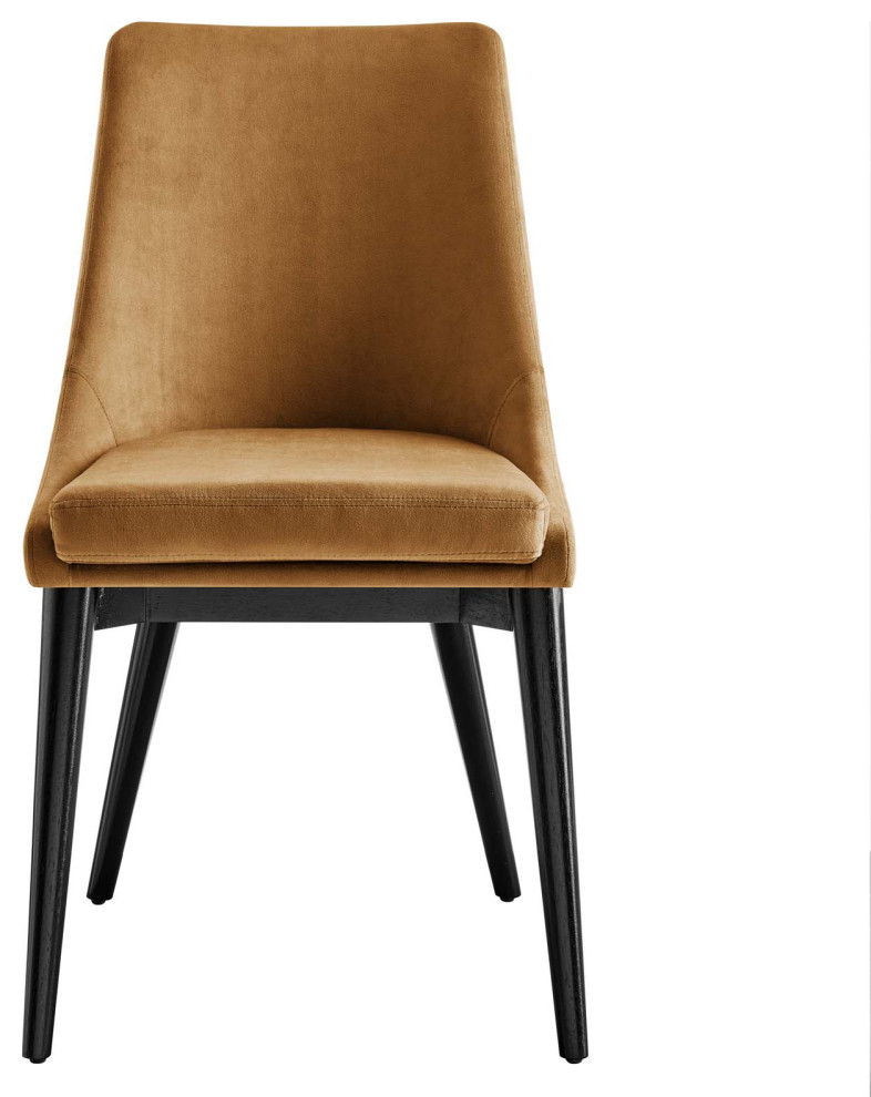 Viscount Performance Velvet Dining Chair  Cognac   Midcentury   Dining Chairs   by Dot  ampBo  Houzz