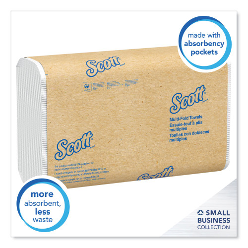 Scott Multi-Fold Towels， Absorbency Pockets， 9.2 x 9.4， White， 250 Sheets/Pack (03650)