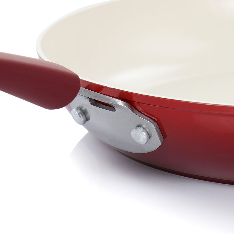 Oster Cocina Corbett 12 Inch Nonstick Aluminum Frying Pan in Red