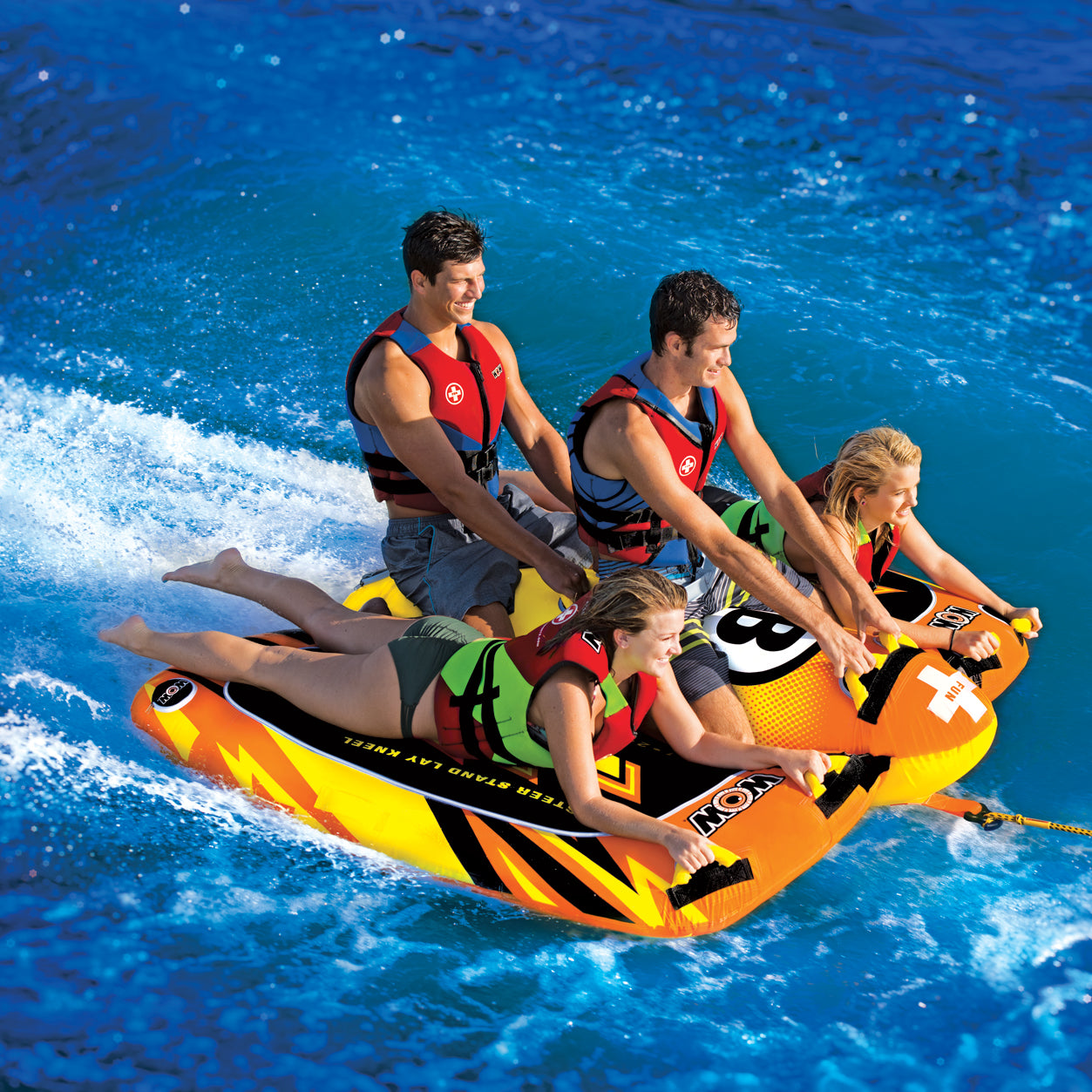 WOW Watersports 16-1040 Bolt 1-4 Person Rider Towable Boating Water Tube， Orange