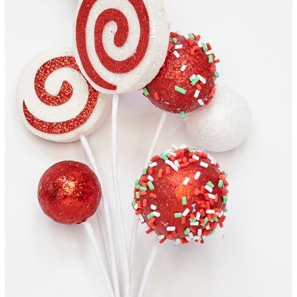 13 Christmas Peppermint and Candy Pick，Set of 6