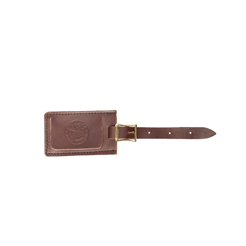 Brown Smooth Leather Luggage Tag With Logo